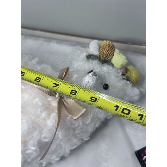 White Sheep Figurine Floral Crown Bow Critters Farm Animal Home Decor Easter - Picture 9 of 9